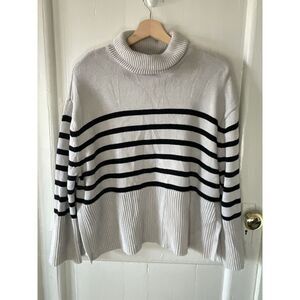 Gap Chunky Heavyweight Knit Sweater Womens S Striped Cotton Timeless Classic